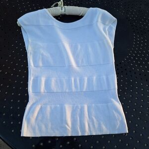 Tank Top Sleeveless Shirt Shell Vintage y2k Semi Sheer Accent Stripes Neutral